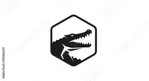 Crocodile Head Logo Design Illustration.