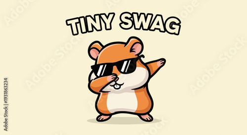 Cool Hamster Wearing Sunglasses and Hat.