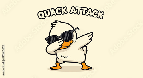 Funny Cartoon Duck Wearing Sunglasses.