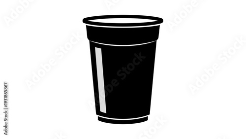 Black disposable cup silhouette, isolated on white background