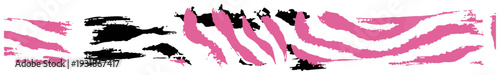 Pink and black animal print brush strokes horizontal grunge border