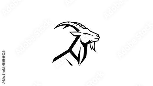 Modern Geometric Goat Head Logo Design Vector