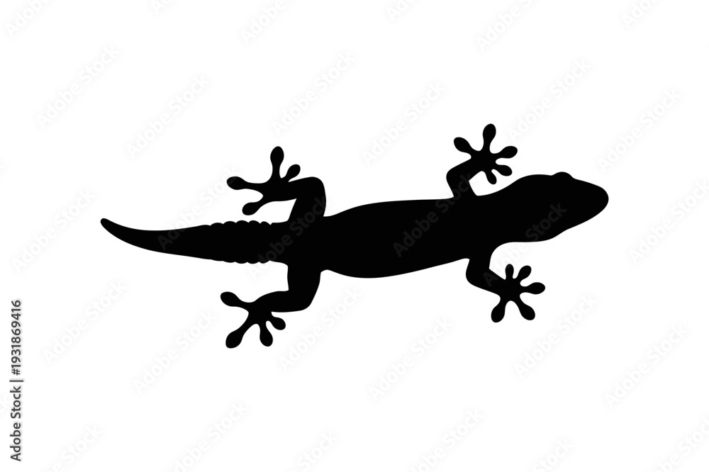 Fototapeta premium Black Silhouette of a Gecko Vector Illustration