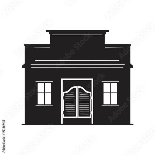 Silhouette of a western saloon building architecture