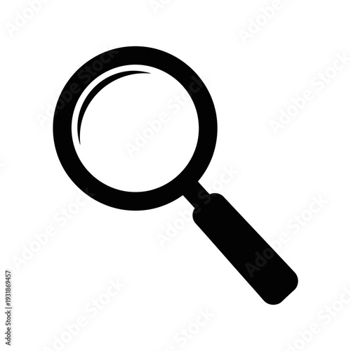 Black Silhouette of a Magnifying Glass Icon Vector Illustration