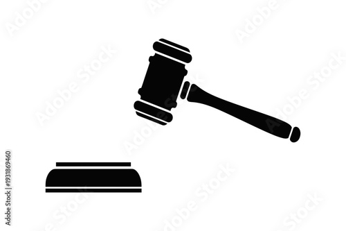 Black Silhouette of a Judge Gavel Vector Illustration