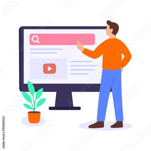 Writing Title, Creating engaging and catchy video headline text, Flat vector character illustration