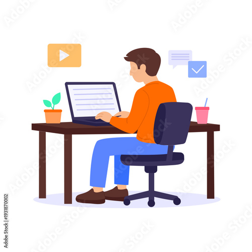 Script Writing, Drafting structured content for video production, Flat vector character illustration