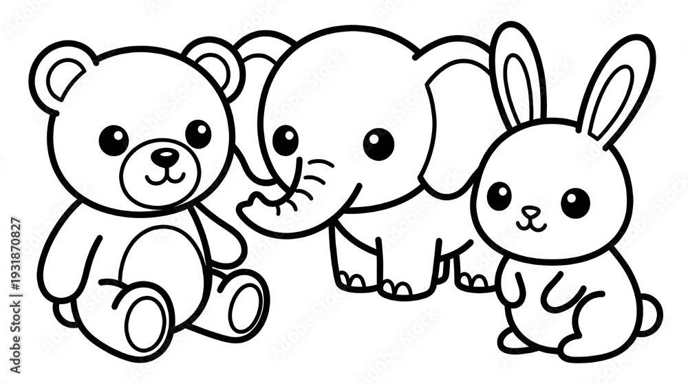Obraz premium Cute Elephant Cartoon Outline