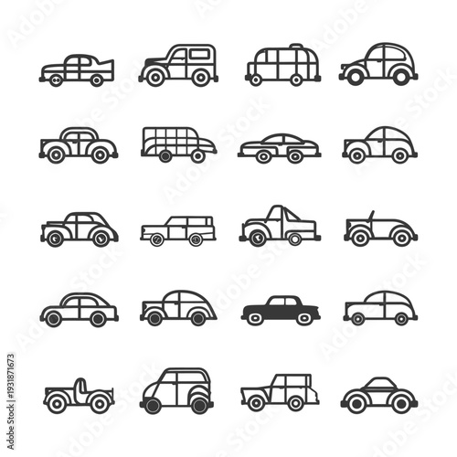 A Collection of Classic Car Line Drawings