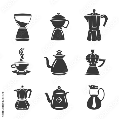A Collection of Coffee Makers and a Coffee Cup