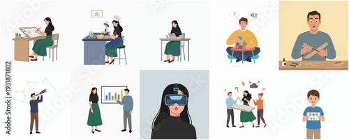 Simple Flat Illustration Set of Various People and Their Activities Lifestyle