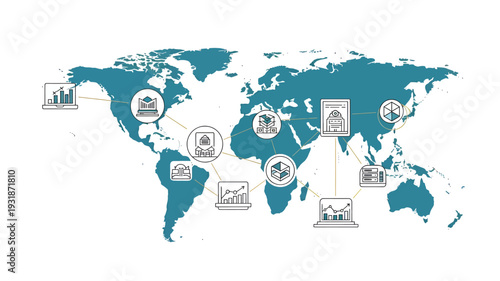 Global Business Network and Communication Concept.