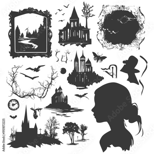 A Collection of Gothic-Themed Silhouettes