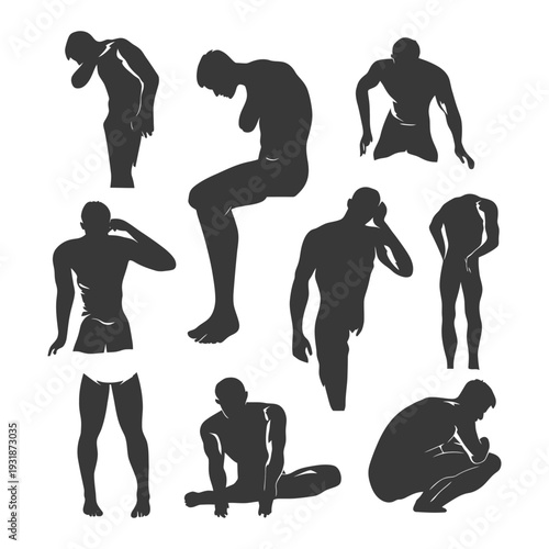 A Collection of Male Silhouettes Depicting Different Poses and Body Language