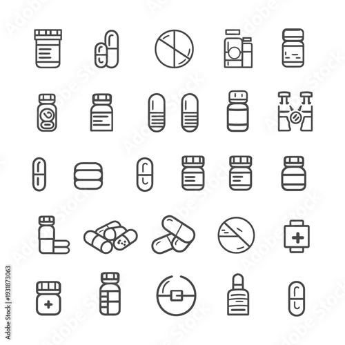 A Collection of Medication and Pharmaceutical Icons