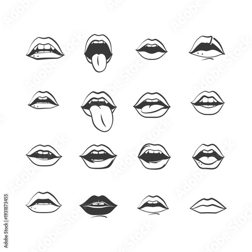 A Collection of Open and Closed Lips with Varying Expressions