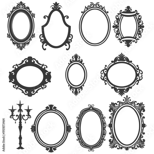 A Collection of Ornate Frames and a Candelabra