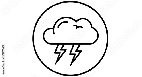 A graphic of a cloud emitting lightning bolt symbolizes a stormy weather condition