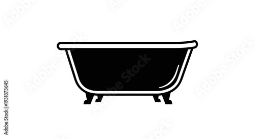 Black silhouette of a classic clawfoot bathtub with four legs