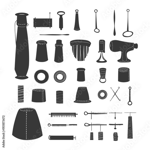 A Collection of Sewing Tools and Supplies in Silhouette