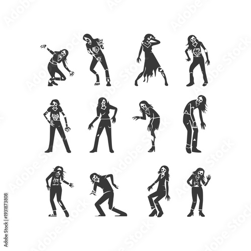 A Collection of Silhouettes Depicting Different Zombie Poses