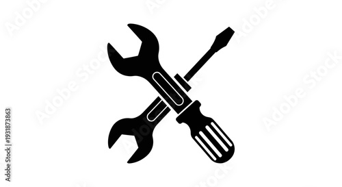 Two crossed wrenches symbolizing repair, maintenance, or mechanical work