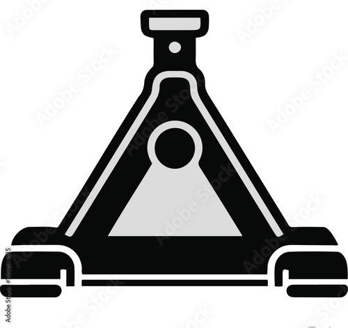 Minimalist hydraulic car jack lift vector sticker, bold black thick clean outline, pure white background, isolated object 2