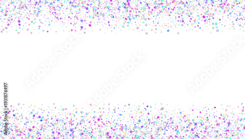 Glitch Confetti. Pink Unicorn Glitter And Purple Carnival Tinsel. Abstract Birthday Background On White. Realistic Bokeh With Silver Glare And Surprise Sparkle. Blue Glitch Confetti