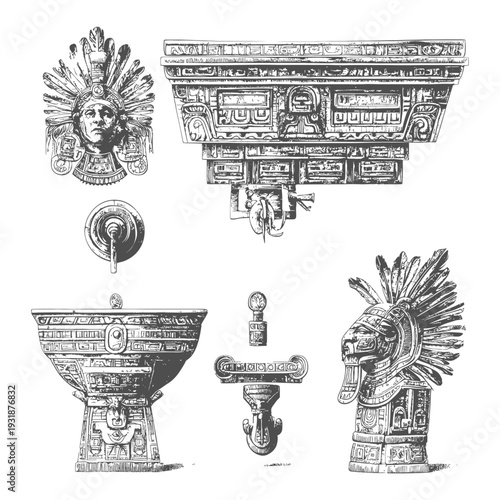 Ancient Mayan Architecture and Iconography Set