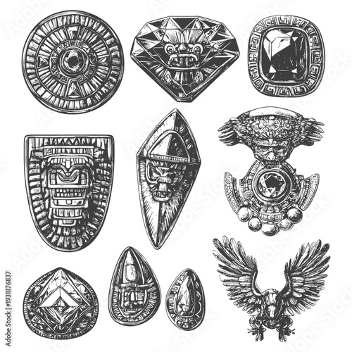 Ancient Mayan and Aztec Inspired Ornamental Designs