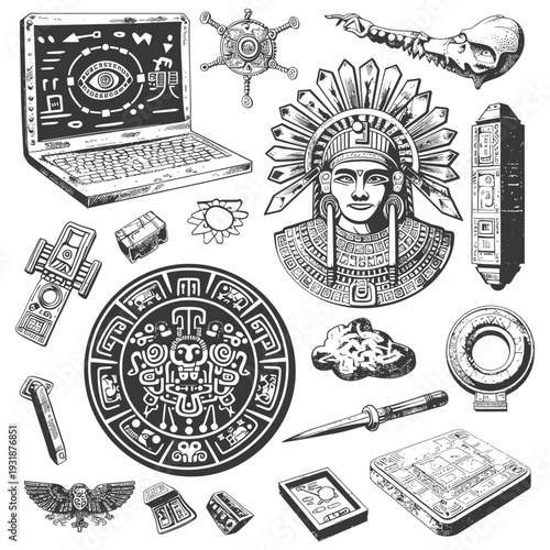 Ancient Mayan Civilization Artifacts and Symbols