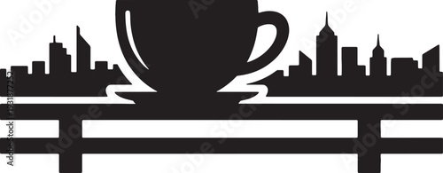 Coffee Cup Silhouette on City Skyline