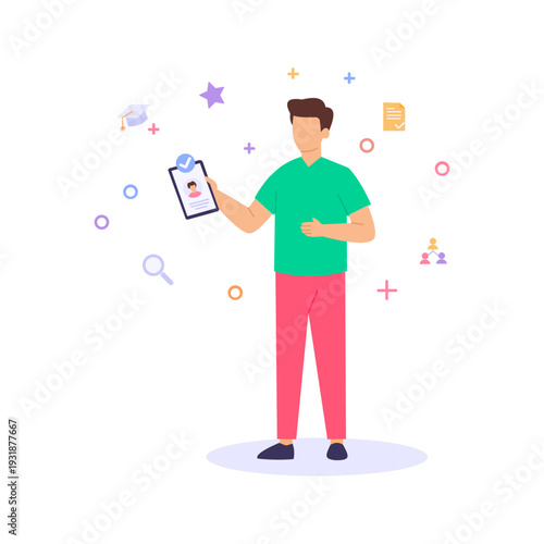 Approving Student Enrollment, Confirming learner access to course content, Flat vector character illustration