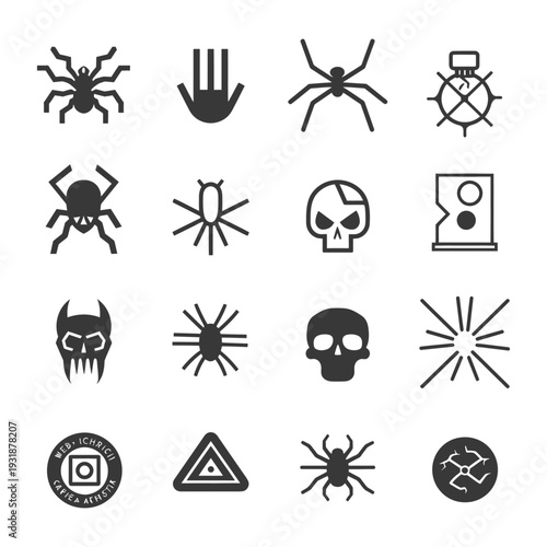 A Set of 16 Black and White Warning Signs