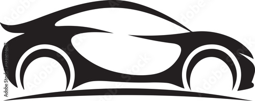 Electric car silhouette vector with modern aerodynamic shape, black minimalist EV icon for sustainable automotive branding projects