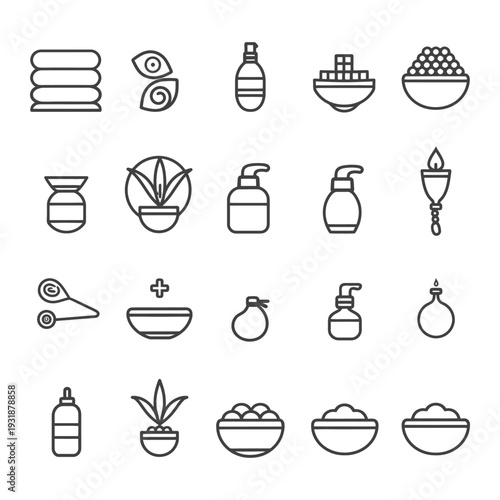 A Set of 20 Line Icons Related to Beauty and Cosmetics