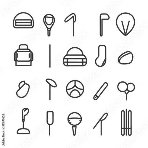 A Set of Black and White Golfing Icons