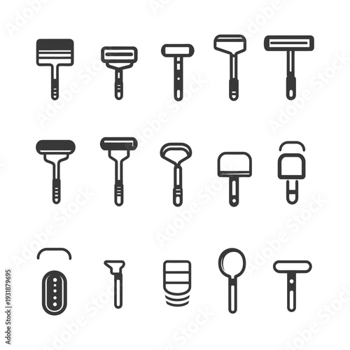 A Set of Black and White Shaving Razor Icons