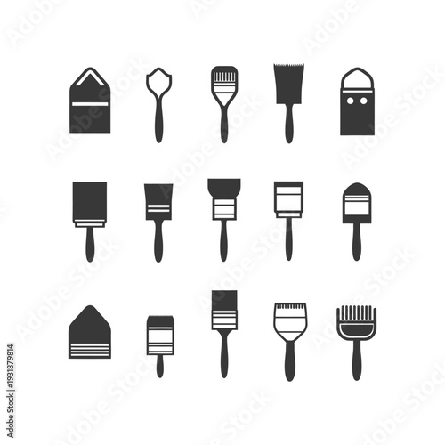 A Set of Black and White Painting and Decorating Tools Icons