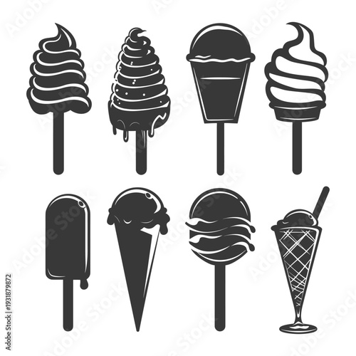 A Set of Eight Different Types of Ice Cream Treats