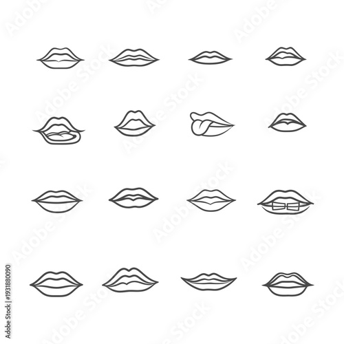 A Set of Fourteen Different Lip Expressions