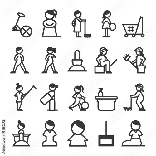 A Set of Line Drawings Depicting Stick Figures Engaging in Various Activities
