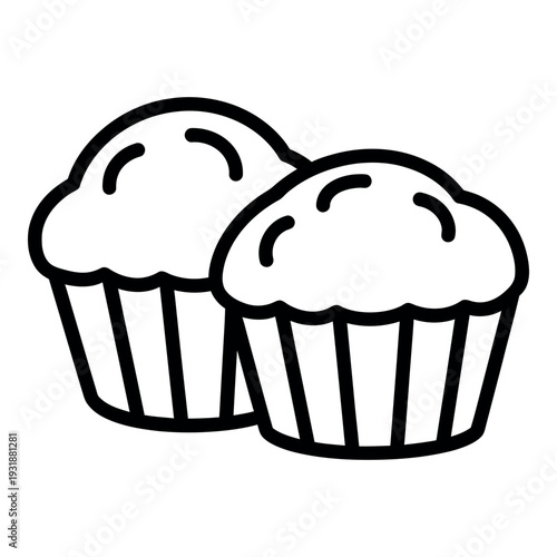 Muffin Cupcake Vector Illustration Line Art Icon for Bakery Menu and Sweet Pastry Food Design
