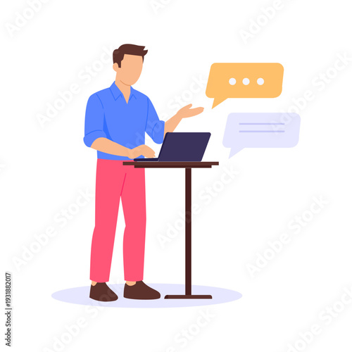 Answering Student Questions, Responding to learner inquiries and clarifications, Flat vector character illustration