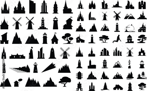 Set of 40 landscape icons vector