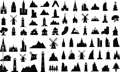 Set of 40 landscape icons vector