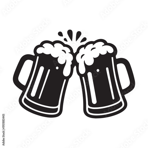 Beer Mugs Clinking Illustration