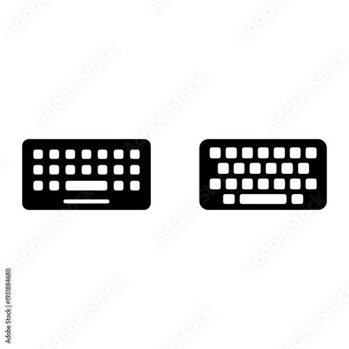 Keyboard Icon Set  
Minimal keyboard icon set in black silhouette style. Pixel-perfect, scalable vector design ideal for UI dashboards, SaaS platforms, mobile apps, and presentation templates.  
