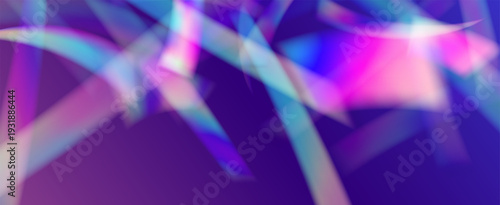 Iridescent Prism Background. Rainbow Light Leak Effect.  Shine Through A Filter Of Neon Streaks And Glitter In Aurora Colors. Iridescent Crystal Prism Background With Light.